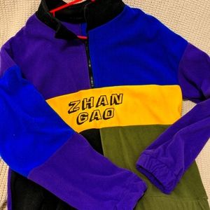 Colorful vintage sweater slight zip up fleece